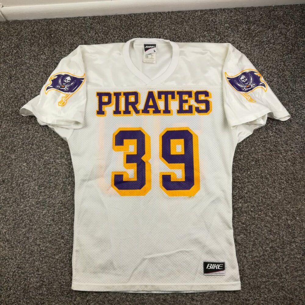 Vintage 90s East Carolina Pirates Football Jersey Bike White Mens Medium